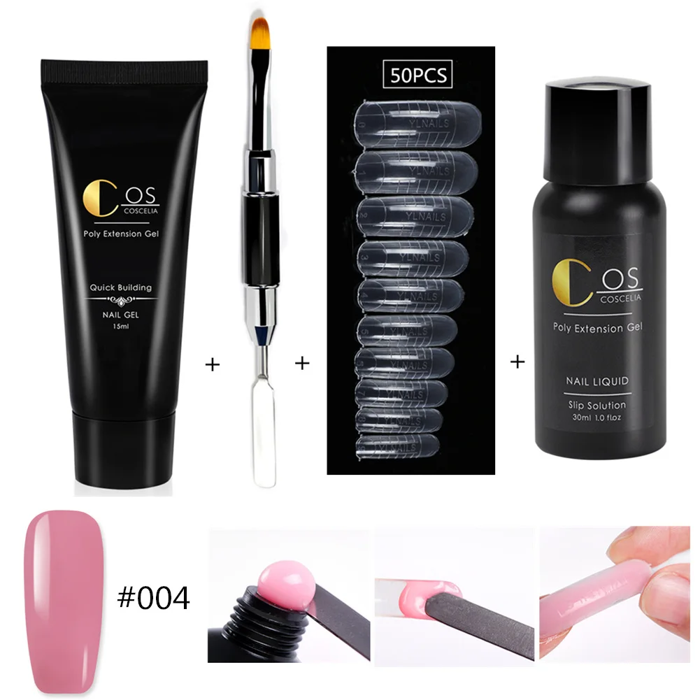 SET 004 COSCELIA гель для наращивания ногтей наборы с инструментами УФ-гель для ногтей для французского дизайна ногтей Гель-лак строитель Гель-лак для ногтей кисть - Цвет: SET 004