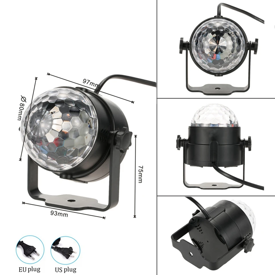 Светодиодный Вечерние огни стробоскоп хрустальный шар 3 Вт RGB звуковая активация