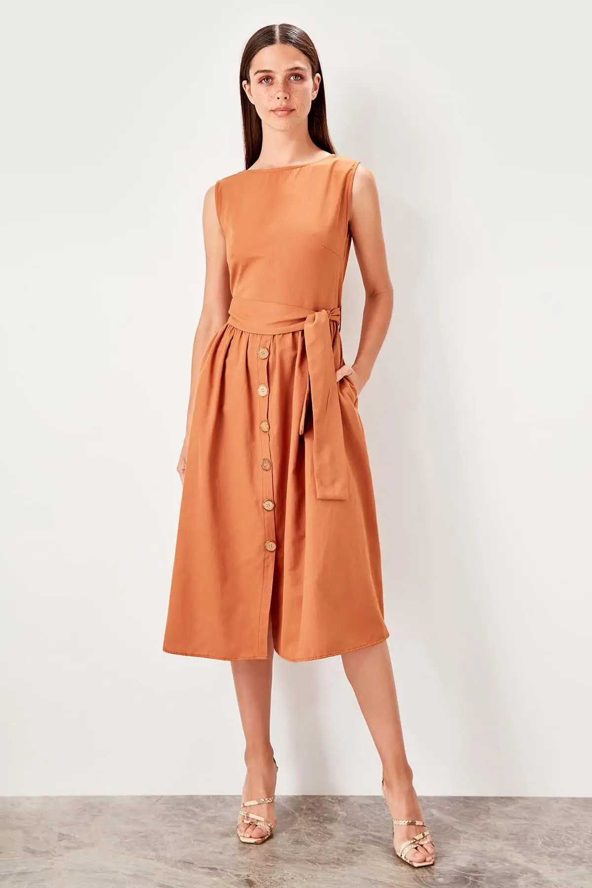 Trendyol Camel платье со шнуровкой TWOSS19EL0486|Женские платья| |