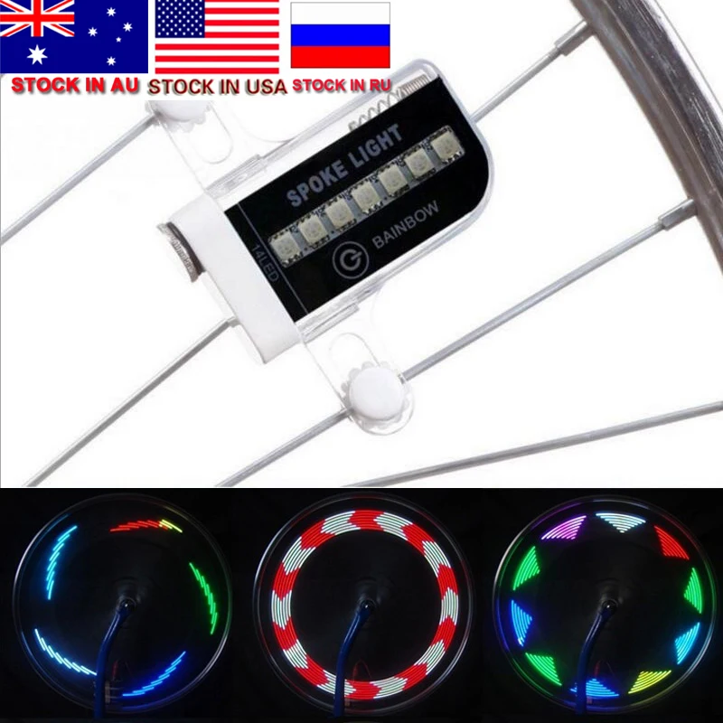 ZK30 Dropshipping Sale Colorful 14 LED Bike Cycling Bicycle Bike Wheel Signal Tire Spoke Light 30 Changes Cycling Accessories
