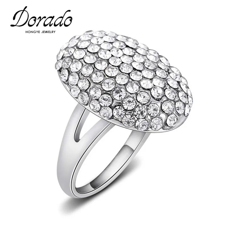 

Rhinestones Big Rings For Women Retro New Alloy Engagement Wedding Party Female Finger Ring Fashion Jewelry