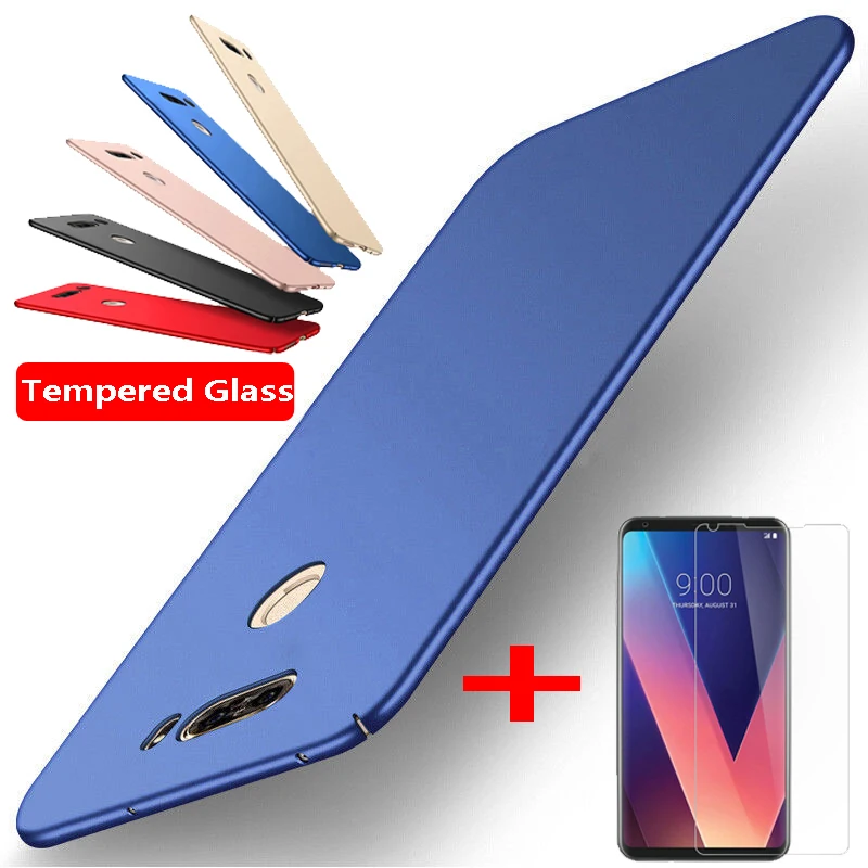 NOWAL Ultra Slim Hard Plastic+Tempered Glass Screen Protect Flim 2in1 Phone Case For LG G7 G6 G4 G5 Q6 Q7 V20 V30 K10 2018 Cover |