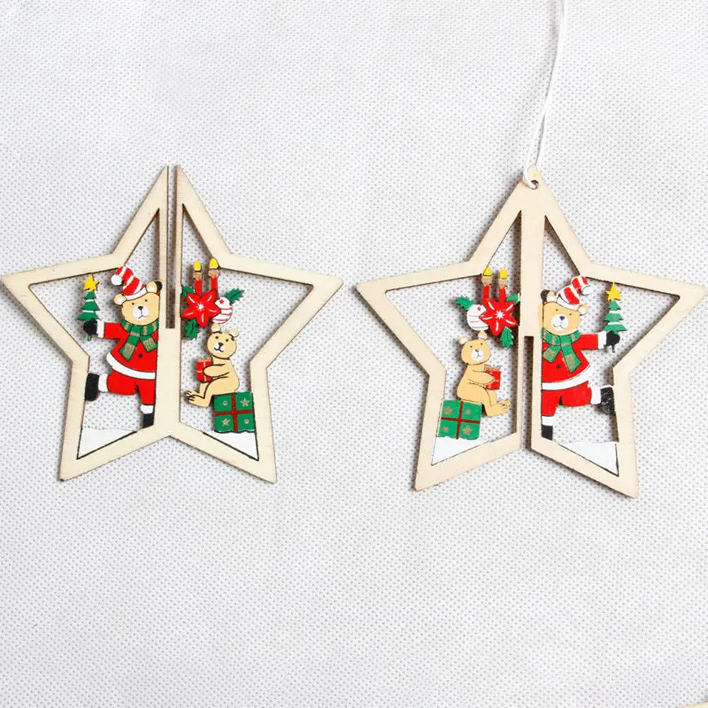 3D деревянное Рождественское украшение Xmas Tree подвесные украшения на стене дома