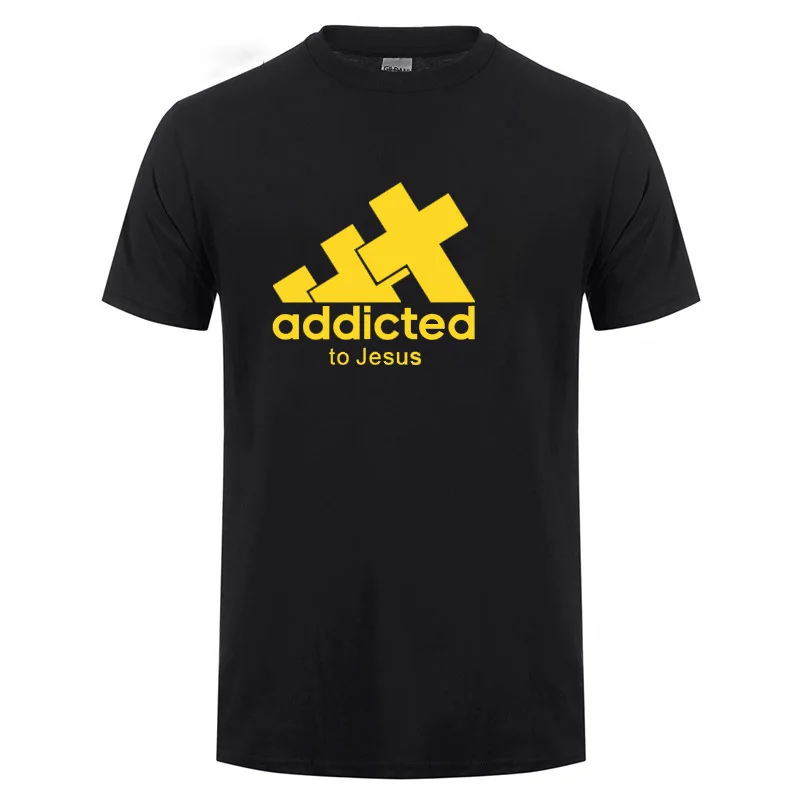 Мужская и женская хлопковая футболка с коротким рукавом надписью Addicted To Christian God