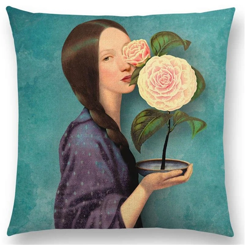 New Elegant Lady Cute Girl Cushion Cover Shakespeare Imagine Fantasy Oil Painting Dreamy Feeling Fable Fate Thorw Pillow Case | Дом и сад
