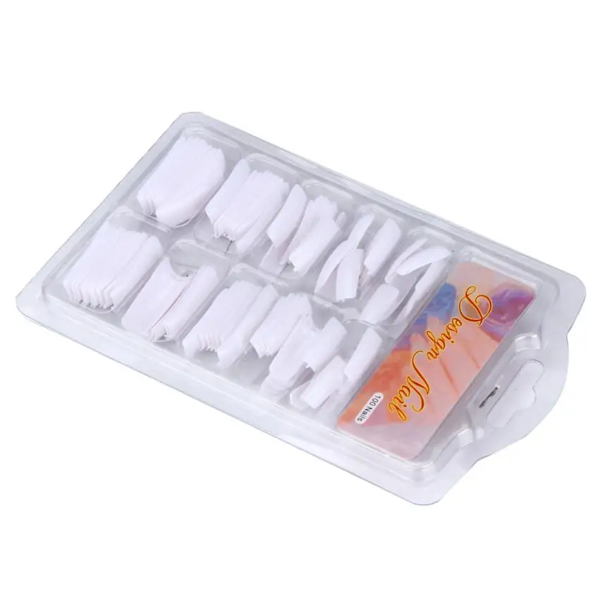 Набор инструментов для маникюра 100 шт. белые натуральные накладные акриловые