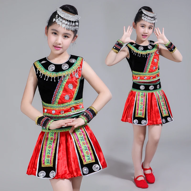 Одежда Hmong для детей китайские традиционные народные танцевальные костюмы