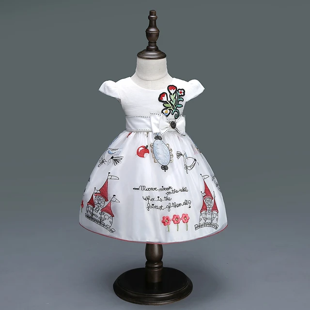 

Baby Dress For Girls Flower Bow Christening Gown First Birthday Party Baby Princess Dress Cute Infant Ball Gown
