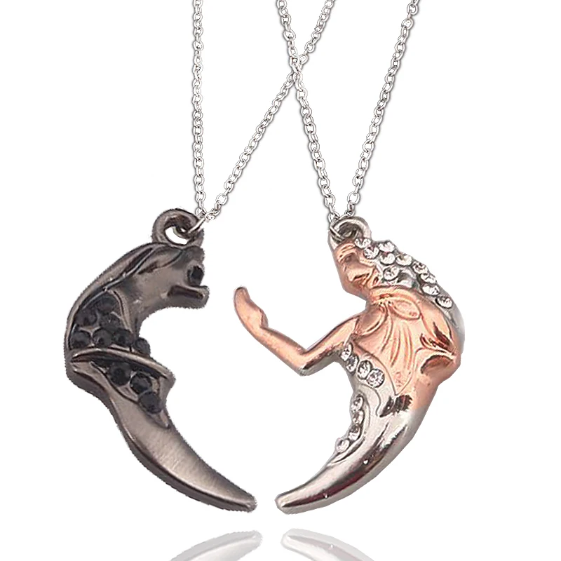 Плёнки lover's Jewelry Красота и зверь пары кристалл Цепочки ожерелья подвеска