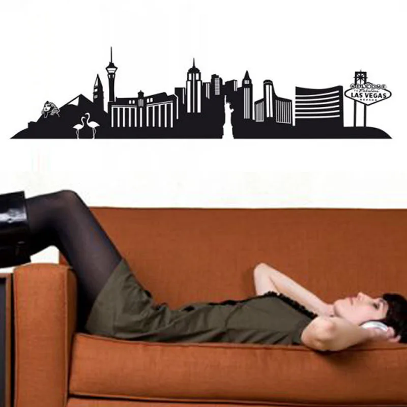 

ZOOYOO Large Size Las Vegas Wall Decal City Mural Livimg Room Self Adhesive Hollow Out Waterproof Art Home Decor