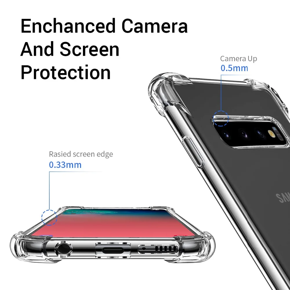Подушка безопасности Мягкий силиконовый чехол из ТПУ для Samsung Galaxy S8 S9 S10 Plus S10e A8 J4 J6