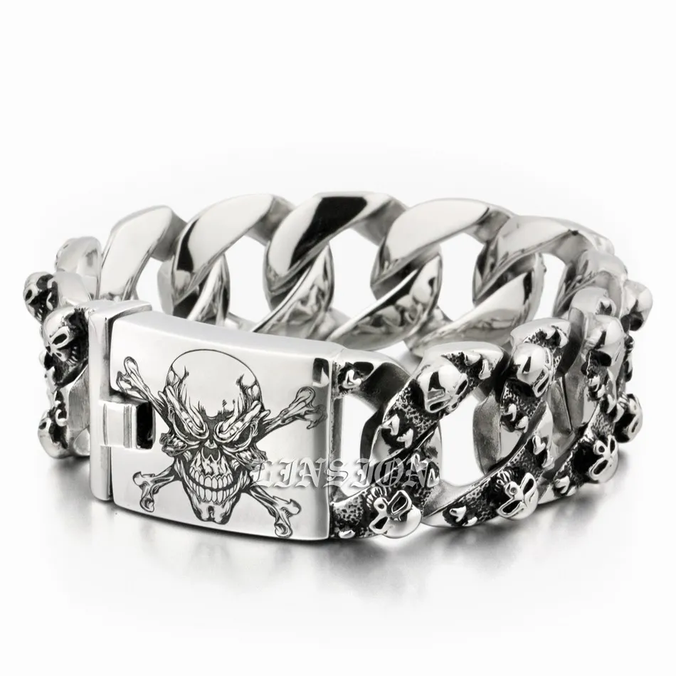 Огромный тяжелый глубокий лазерный гравированный пиратский череп 316L