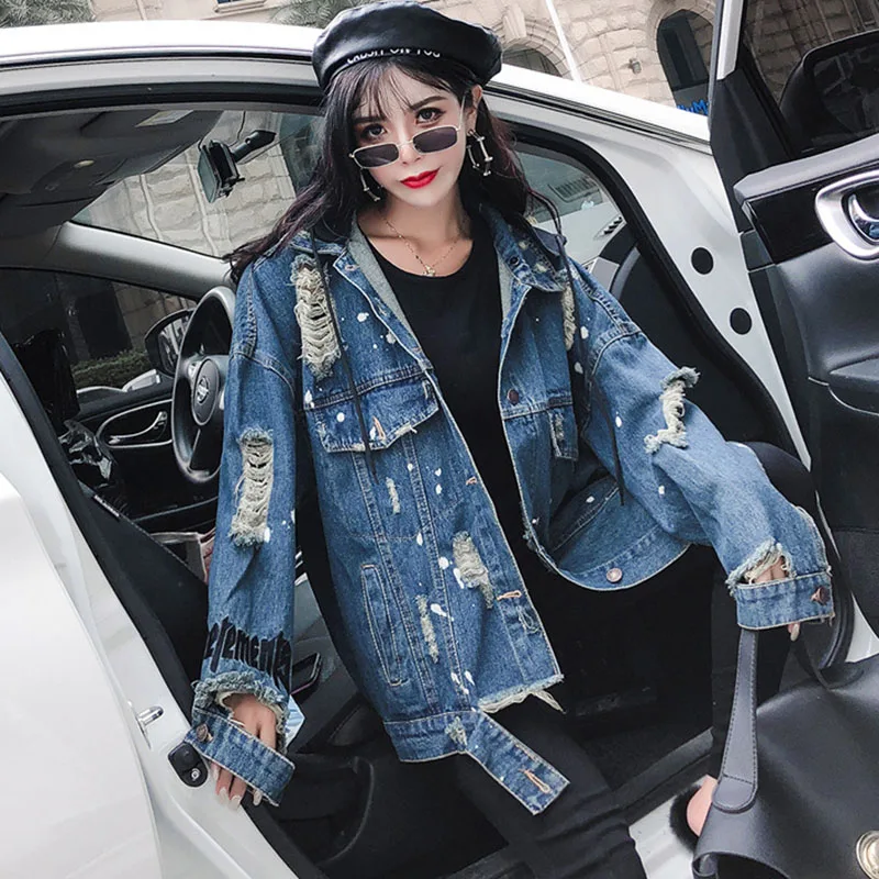 Женская джинсовая куртка свободная Модная Ковбойская большого размера в стиле