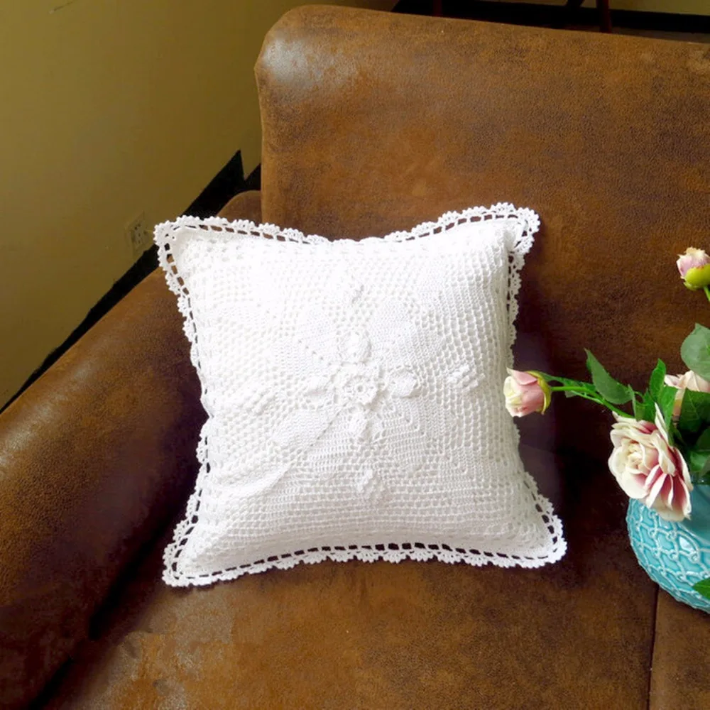 Вязаный Чехол на подушку ручной работы из 100% хлопка наволочка 40х40 см в винтажном