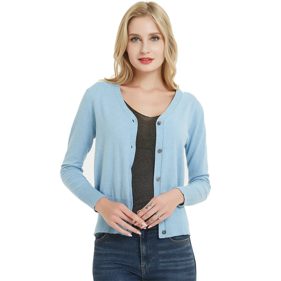 Women's Cardigan Long Sleeve Shell button Down Basic Classic Soft Knit Sweater |