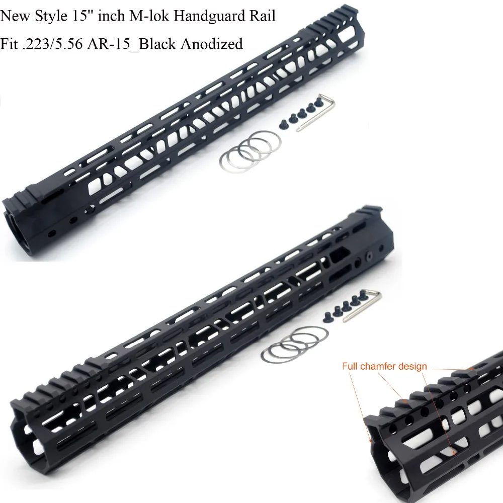 

TriRock New Style 15'' inch M-lok Handguard Rail Free Float Picatinny Mount System Black Anodized Fit .223/5.56 Free Shipping