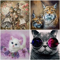 5d round drill cat diamond painting animal full mosaic square drill embroidery cross stitch europe style cartoon home decor