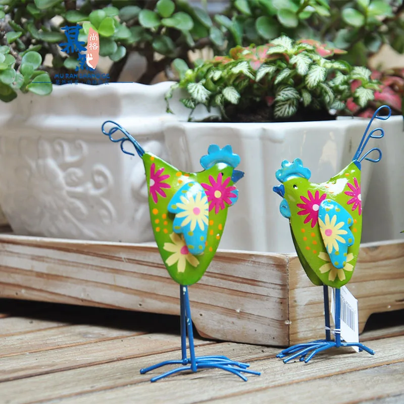 (2 шт./компл.) железная курица садовые украшения животные уличные | Дом и сад