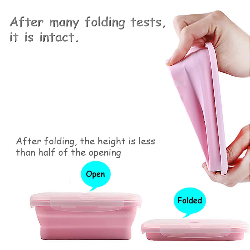 BORREY Silicone Collapsible Lunch Box Leakproof Portable Folding Bento Kitchen Food Containers | Дом и сад