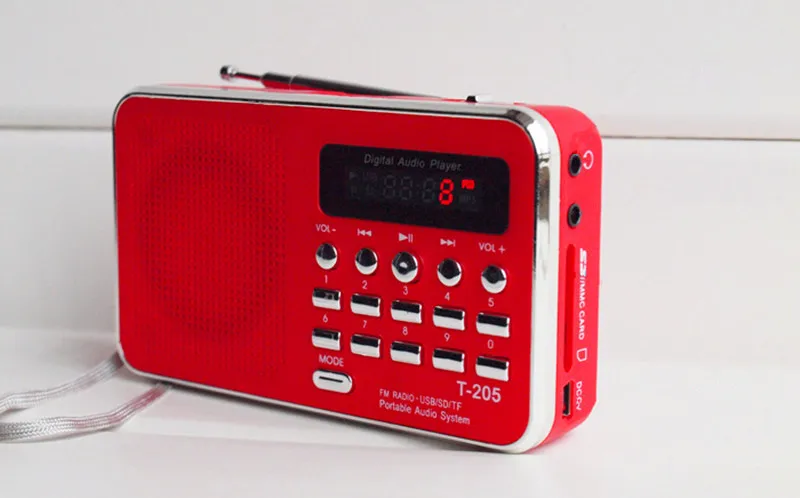 Новейший портативный T205 fm-радио mp3-плеер музыкальный мини-динамик многофункциональный адаптер-звукосниматель Поддержка TF/SD карта USB AUX аудио вход
