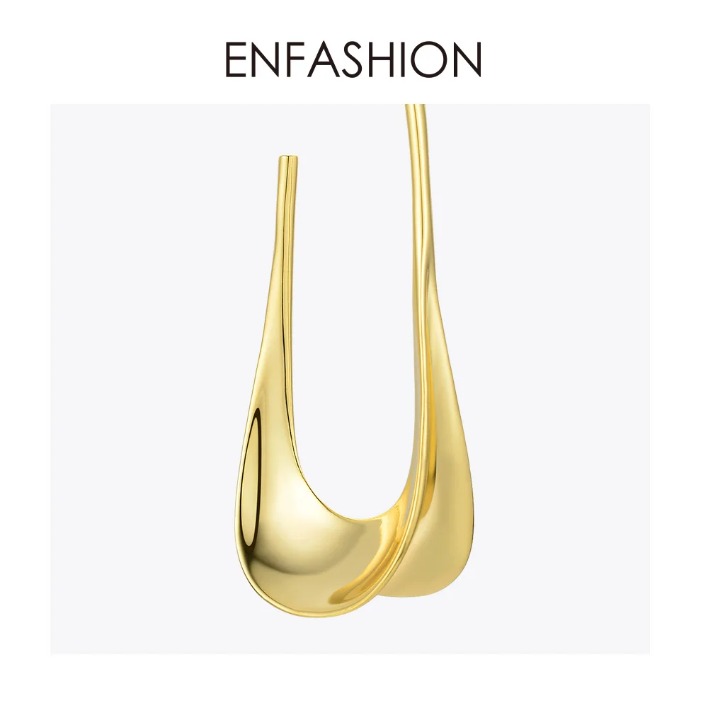 ENFASHION, металлические висячие серьги в виде лепестков для женщин, золотой цвет, массивные длинные висячие серьги в виде листьев, модные ювелирные изделия Oorbellen E1050