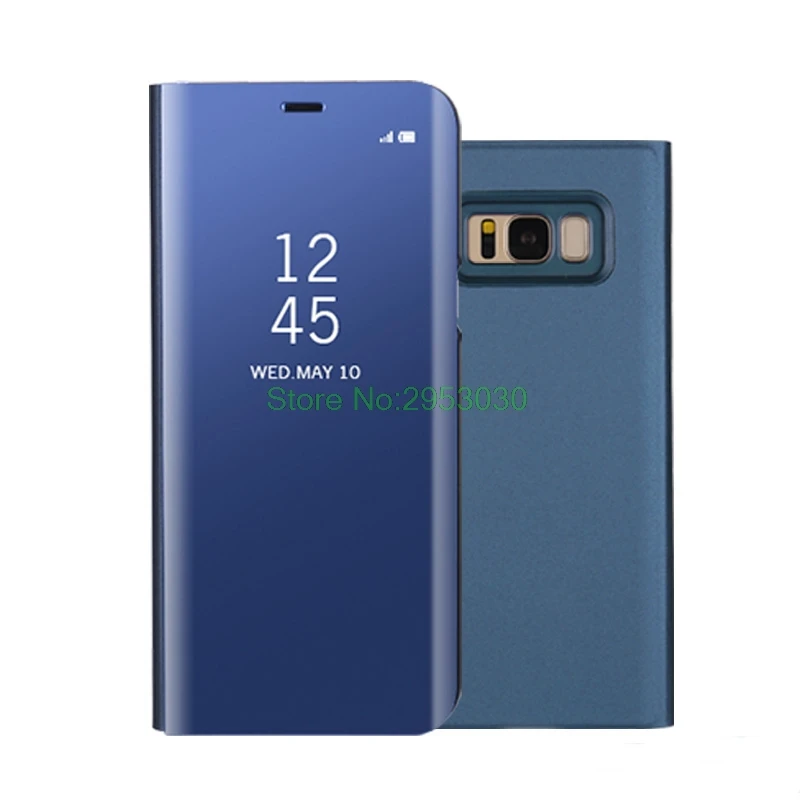 Blue UVR роскошный чехол с зеркалом для samsung Galaxy A3 A5 A7 S8 S9 G960F/DS A8 плюс S6 S7 Edge Note 5, 8, 9, для телефона с Откидывающейся Крышкой и Smart Cover - Цвет: Blue
