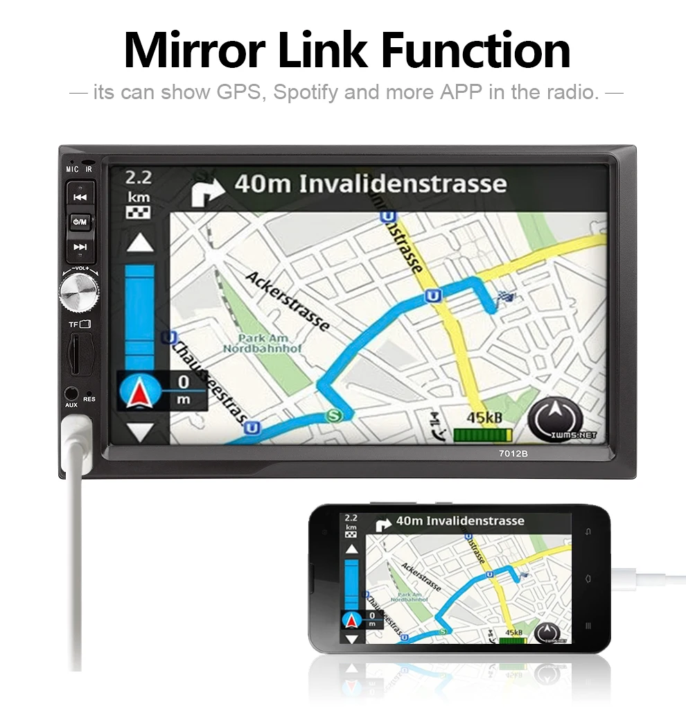 7012B 7 дюймов двойной 2 Din Bluetooth 1080 P автомобиля стерео, сенсорный экран FM плеер Аудио Видео зеркало радиосвязь