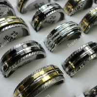 10pcs fashion rotatable vintage stainless steel rings for women men jewelry wholesale bulks lots hot sale christmas gift lb052