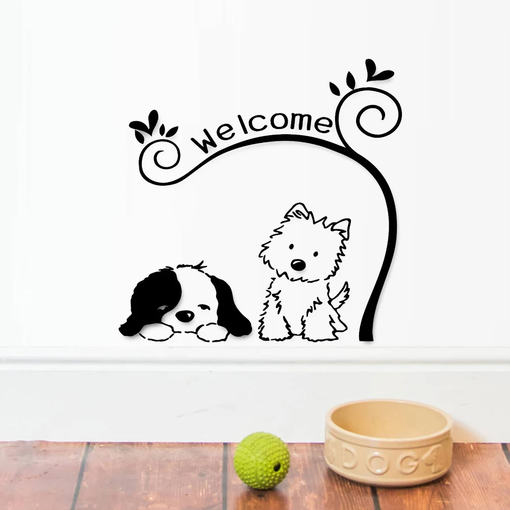 Добро пожаловать настенные наклейки собака милая животная Детская фотография