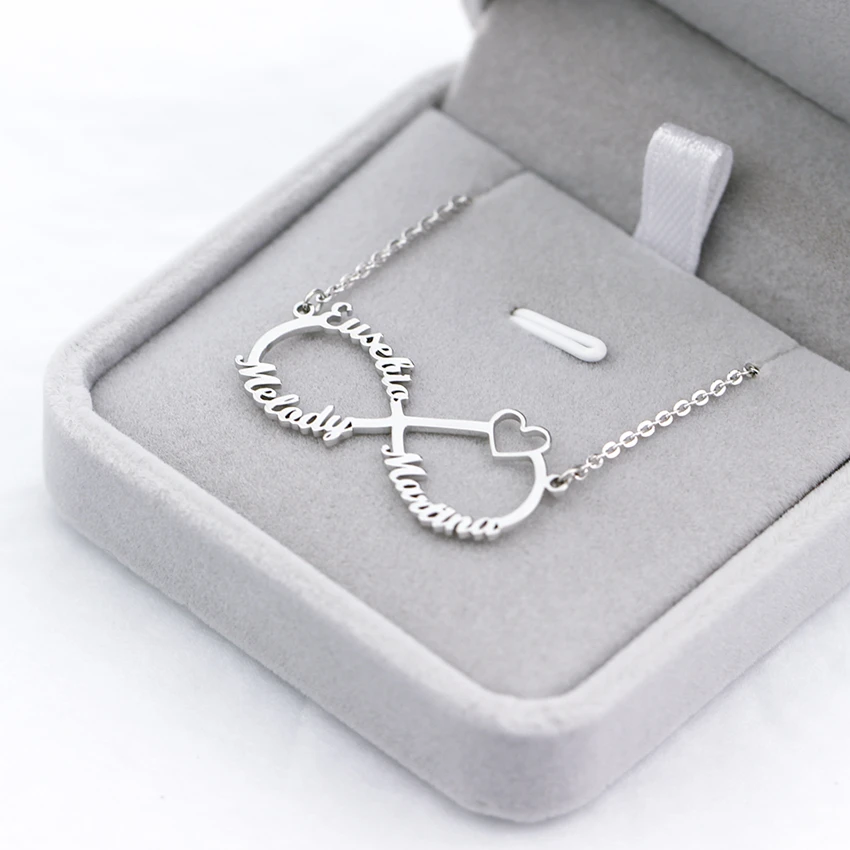 Customized Stainless Steel Infinity Name Necklace Boho Jewelry Personalized Heart Bridesmaid Gifts | Украшения и аксессуары