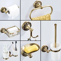 Antique Bathroom Accessories Set Bronze Toilet Paper Roll Holder Bathroom Shower Soap Dish Robe Hook Brush Holder Towel Ring