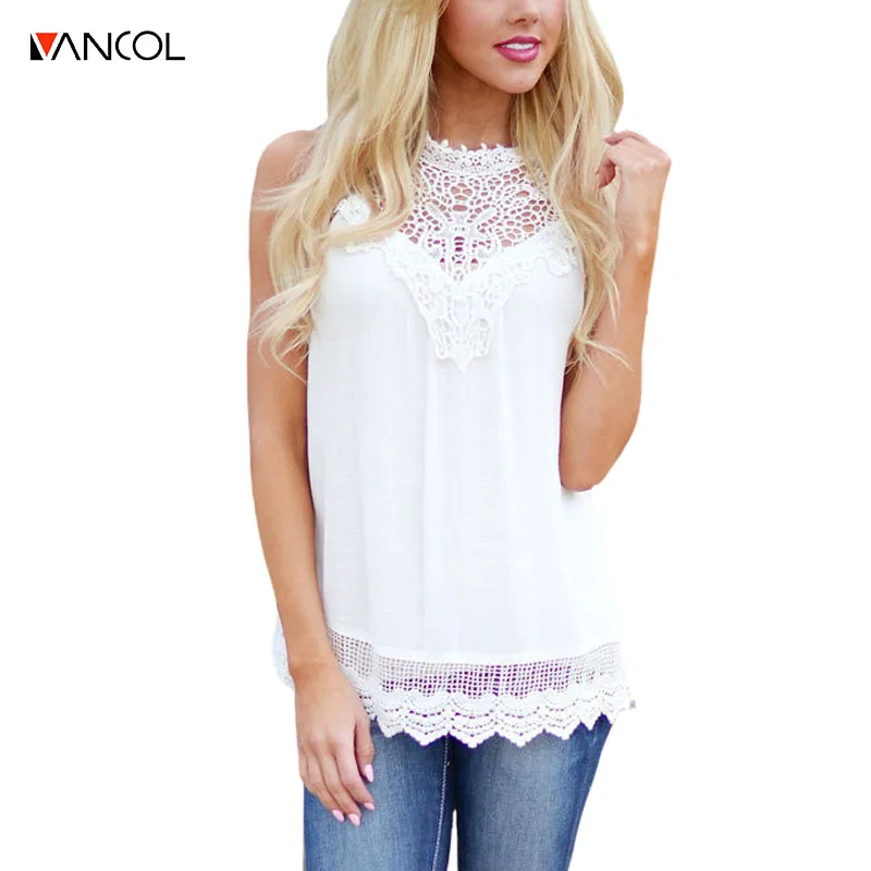 Vancol Лето 2017 г. Новое поступление Для женщин кружевная блузка Рубашки для