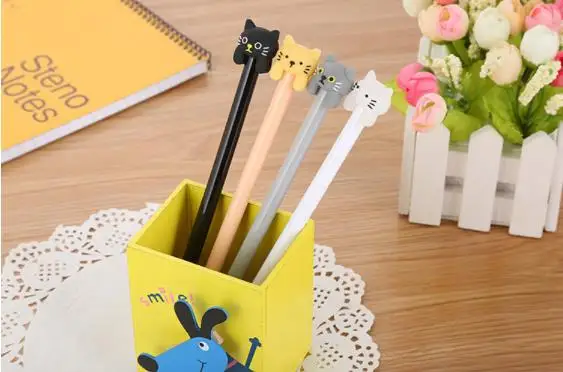 1pcs Cat Cute Pens 0.5mm Kawaii Pen Novelty Stationery Cute Pens Student Black Writing Gel Pen Kawaii Stationery School Supplies