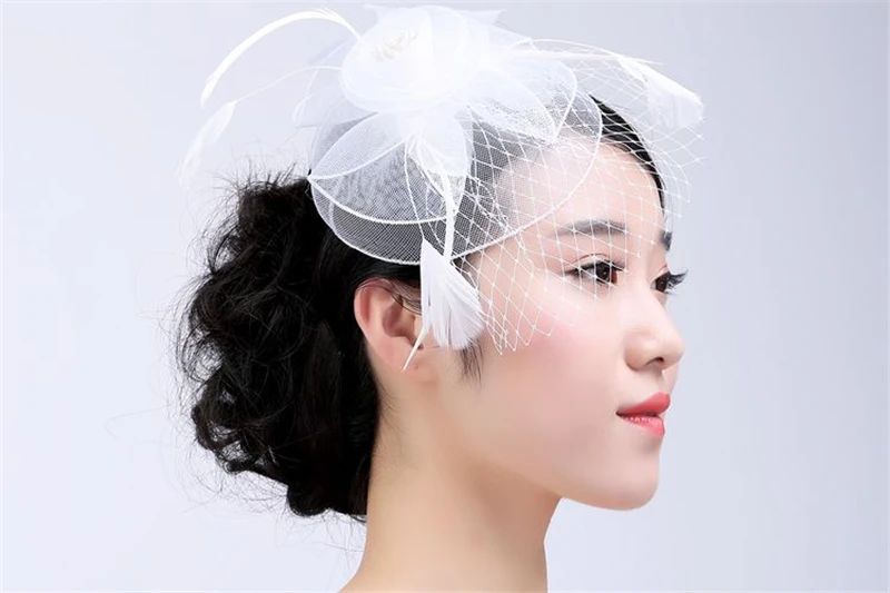 Фата свадебная с жемчугом и белым пером 2018 горячая распродажа BC0030|wedding veil|bridal