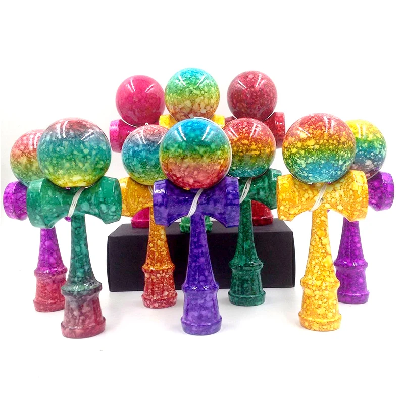Деревянные игрушки Kendama из натурального бука 20 шт. разноцветные мраморные для