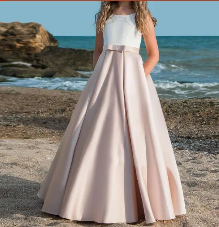 Платья с цветочным узором для девочек на свадьбу; Vestidos daminha; Детские Вечерние платья с бантом для первого причастия; платья для девочек