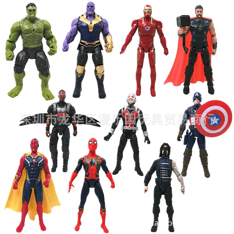 Avengers 3 Infinity War Thanos Iron Spider Figure Spiderman Hulk Black Panther Iron Man Action Figure Toys For Children 16-18CM