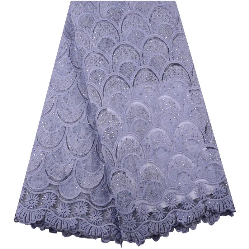 

Gray 2019 New Design African Lace Fabric With Stones 5 Yards High Quality Milk Silk Nigeria Lace Fabric For Party Dress S1436