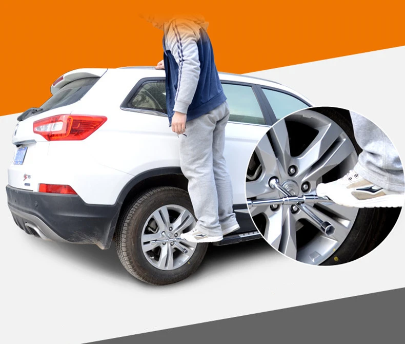 

1 Piece 17/19/21/23mm Car Tire Wrench Labor-saving Cross Tyre Change Repair Hand-held Disassembly Tools Wrench Folding Anti-slip