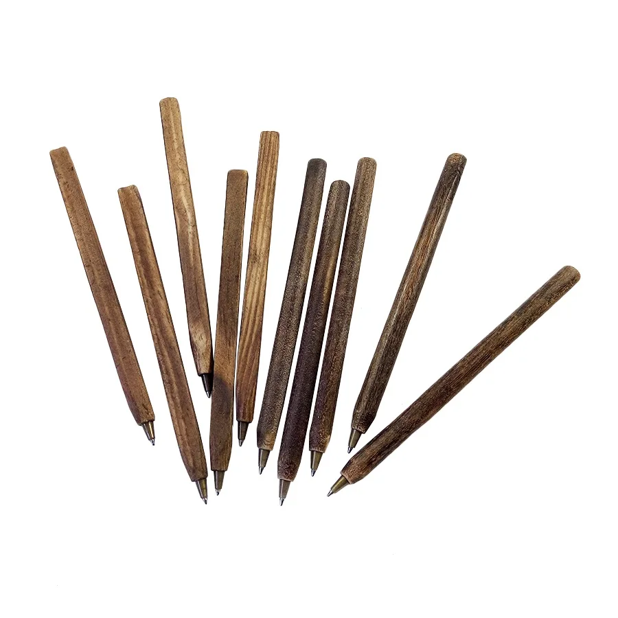 50 шт./лот винтажная круглая и квадратная деревянная шариковая ручка