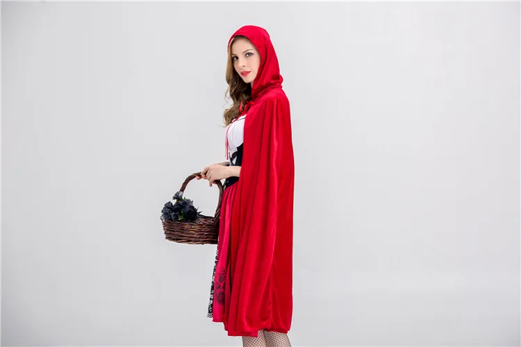 S-XL для взрослых женщин; сказочный костюм с красной шапочкой для женщин; маскарадные красные платья; маскарадный плащ; вечерние платья для Хэллоуина
