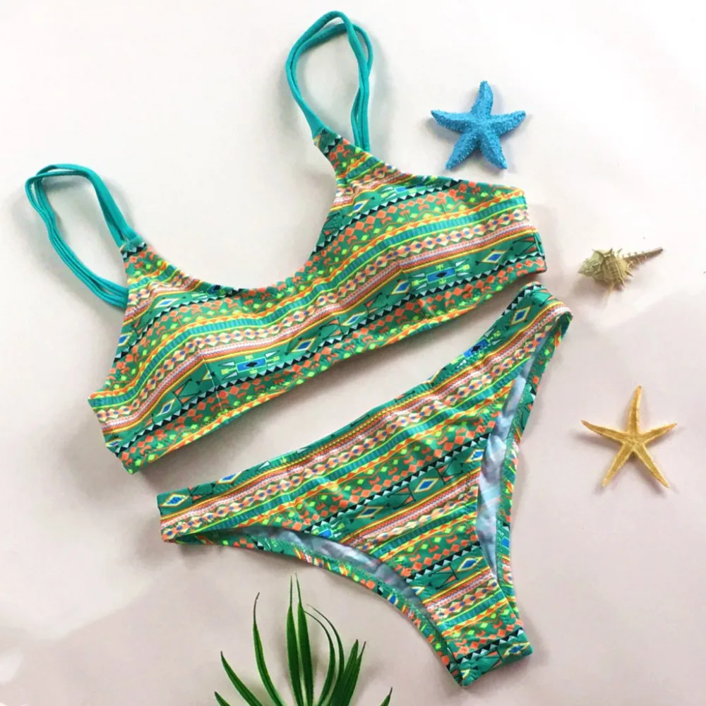 Женский модный сексуальный комплект бикини с принтом бразильский купальник