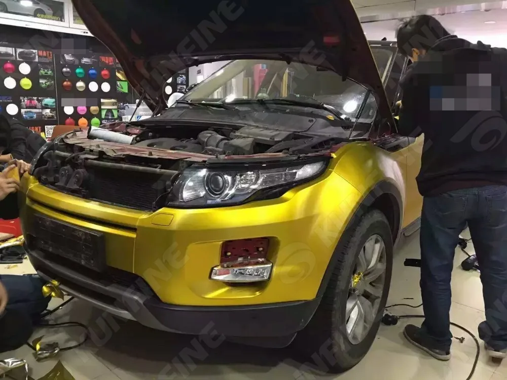 Стайлинг автомобиля обертка холодная матовая Золотая Автомобильная виниловая