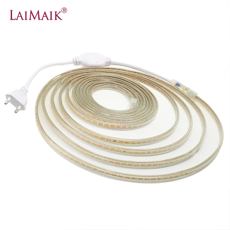 Laimaik AC220V светодиодные фонари Ленты IP67 Водонепроницаемый + ЕС Plug Гибкая