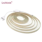 Laimaik AC220V светодиодные фонари Ленты IP67 Водонепроницаемый + ЕС Plug Гибкая Светодиодные ленты Освещение 120 светодиодовM 3014SMD светодиодная лента