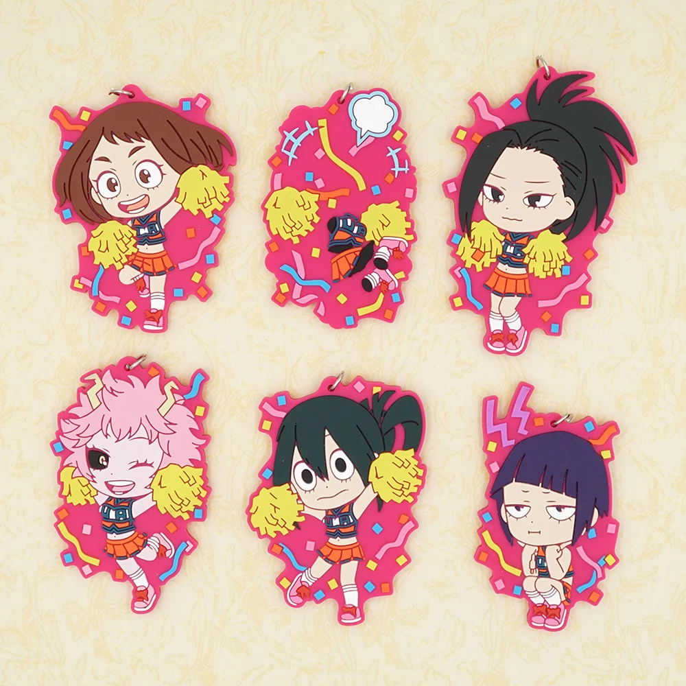 My Hero academic Аниме Boku no Toru Hagakure Kyoka Mina Tsuyu OCHACO URARAKA MOMO резиновый брелок|japanese anime|keychain