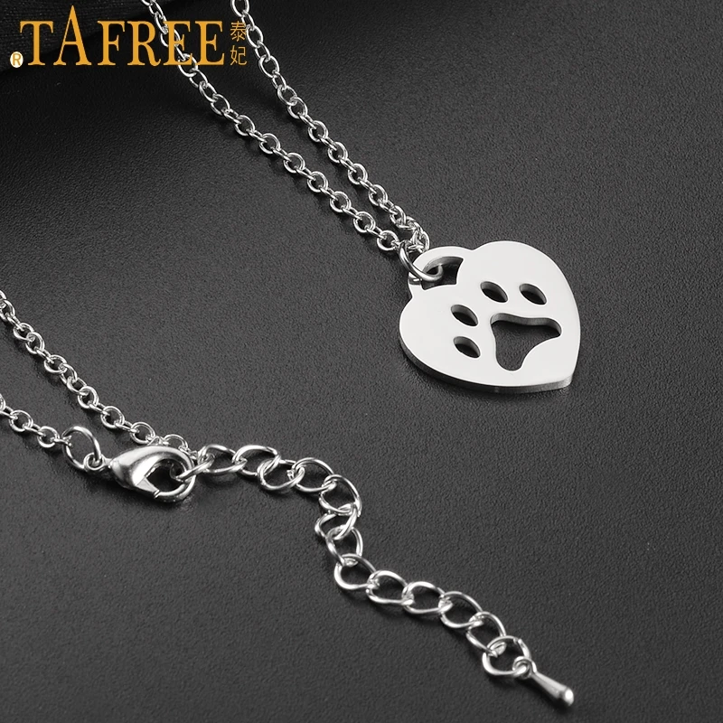 TAFREE Мини кулон в форме сердца собачьей лапы из нержавеющей стали с животным