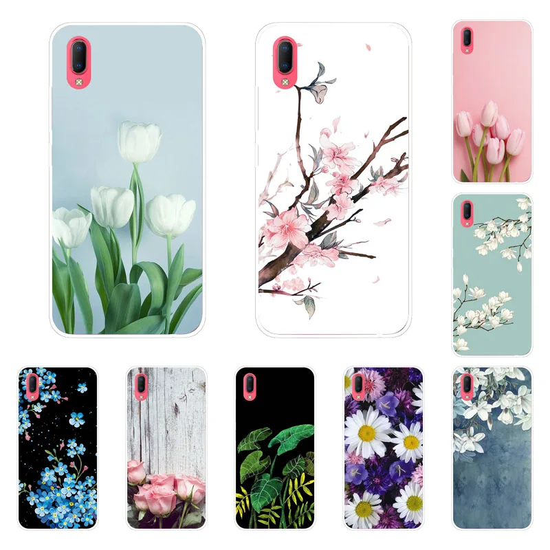 Vivo Y93S Y93 Case Silicon Blue plum Painting Soft TPU Back Cover for Phone protect cases shell |