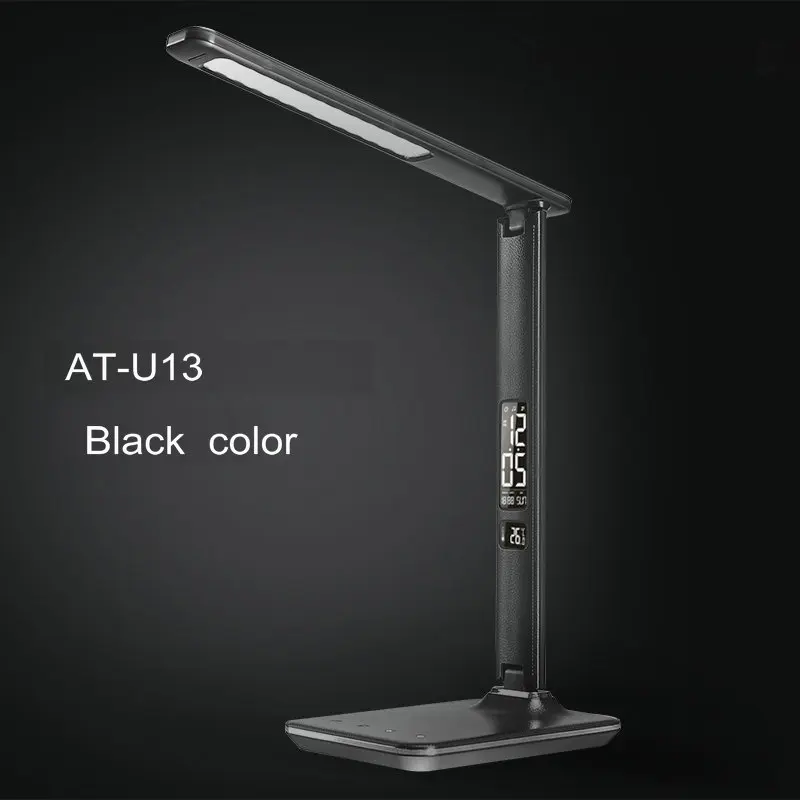 Black colour Управление порта USB artpad морден кожи за подарков складные трогать диммер привели настольная лампа с будильником / календарь - Цвет корпуса: Black colour