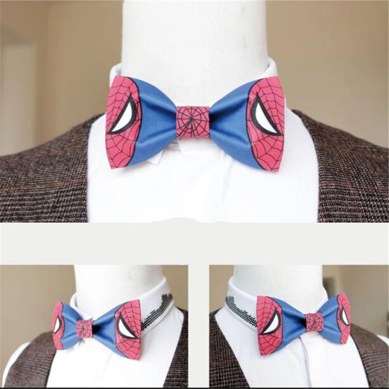 Галстук-бабочка ручной работы с принтом Человек-паук для взрослых и детей